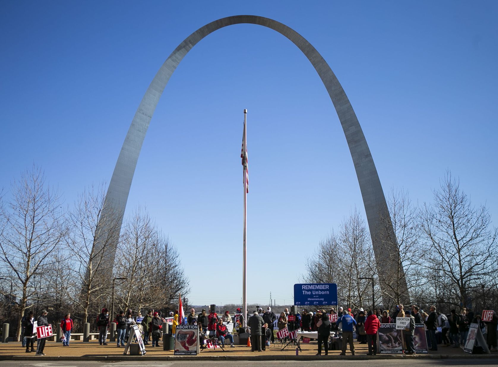 Anti-Abortion advocates rally in St. Louis on the anniversary of Roe v. Wade